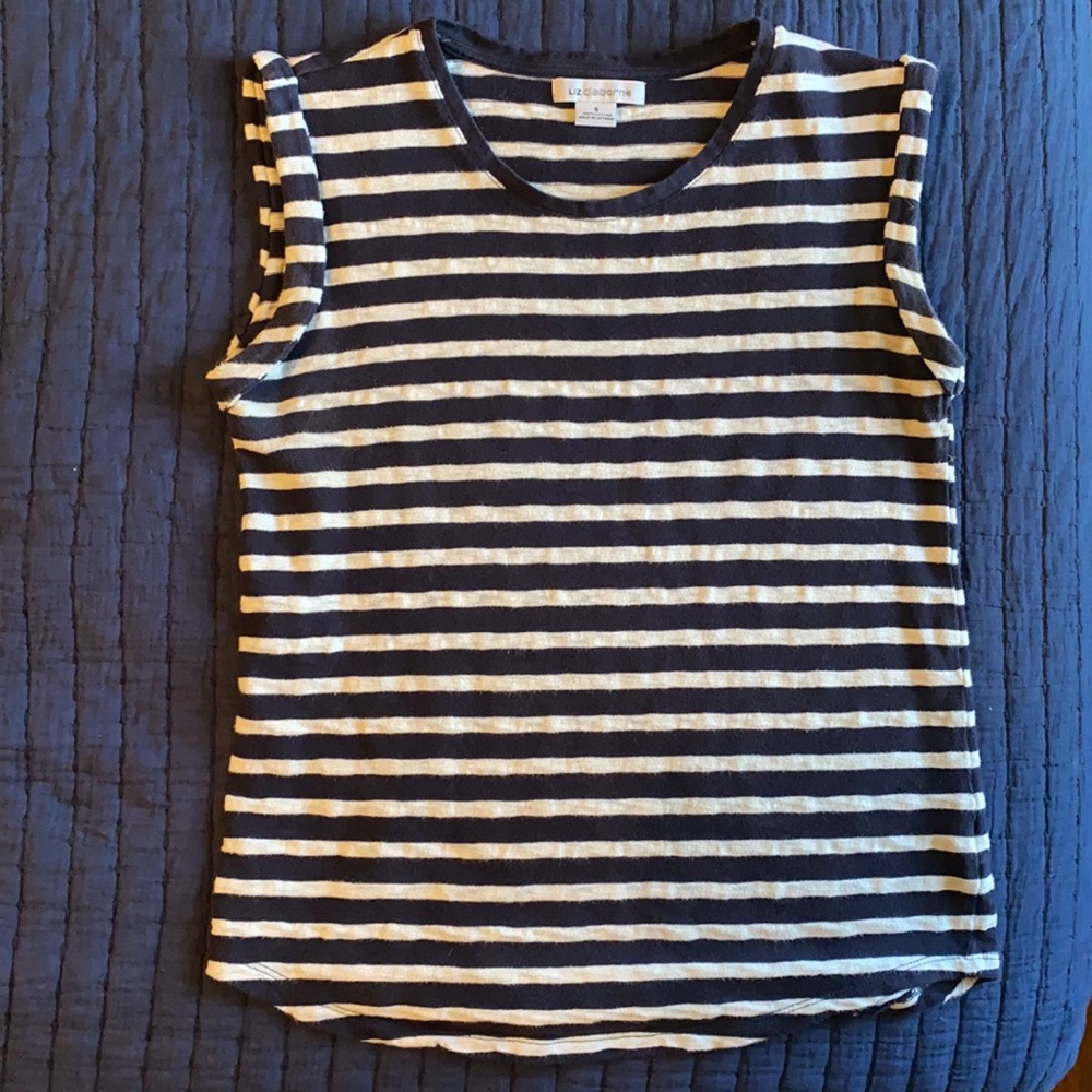 Liz Claiborne minimal striped cotton tee